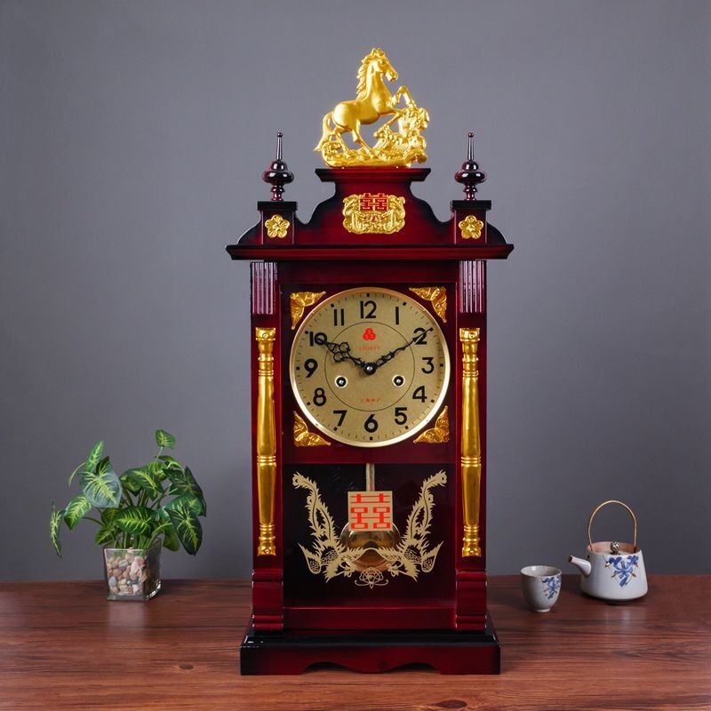 Table Watch Luxury - 기계식 탁상시계 나무 빈티지 책상시계 대형
