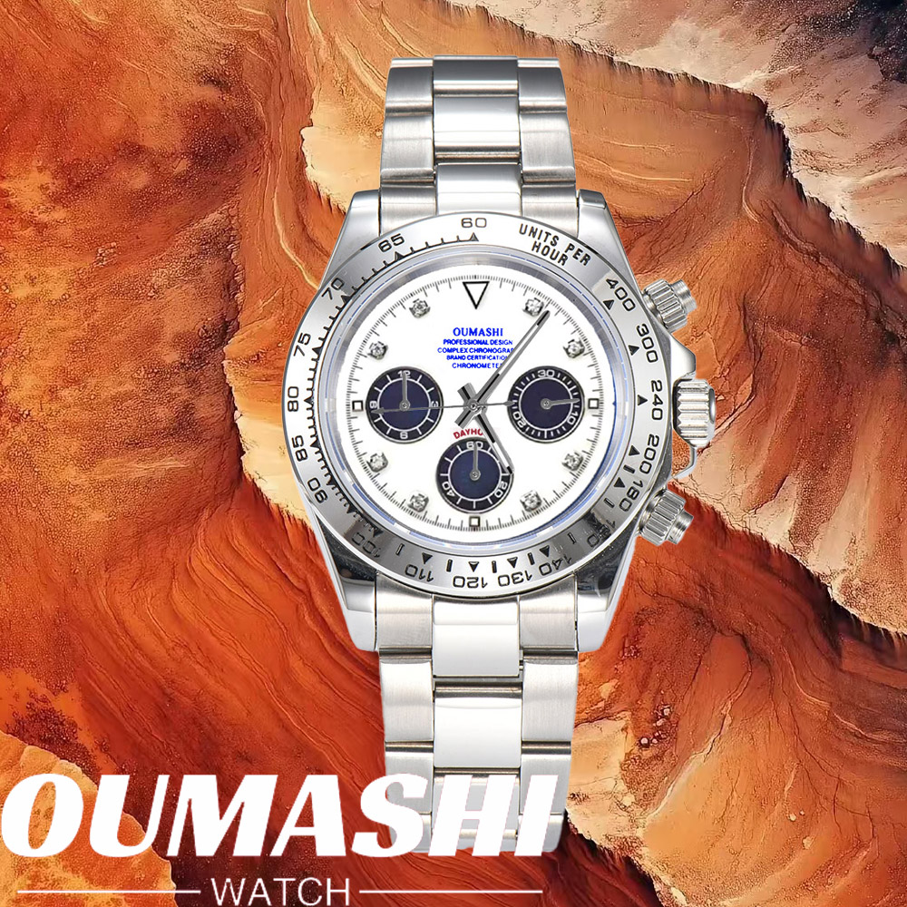 Luxury Watch Leather - 럭셔리 VK63 시계, 사파이어 글래스, 316L