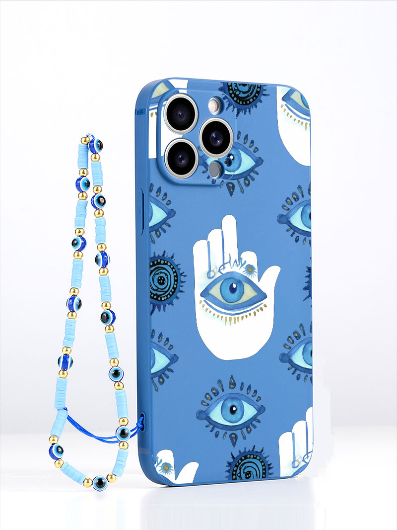 럭셔리 리퀴드 실리콘 블루 이블 아이 랜야드 폰 케이스 - Luxury Watch Case 리뷰 및 가격