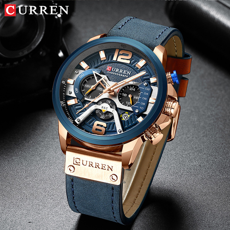 CURREN 신사복 캐주얼 스포츠 크로노 그래프 블루  - Luxury Watch Apple 리뷰 및 가격