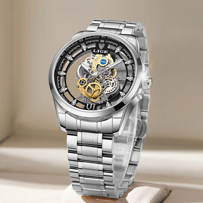 LIGE 패션 최고급 남성용 시계 스켈레톤 오토매틱 쿼 - Luxury Watch Top 10 리뷰 및 가격