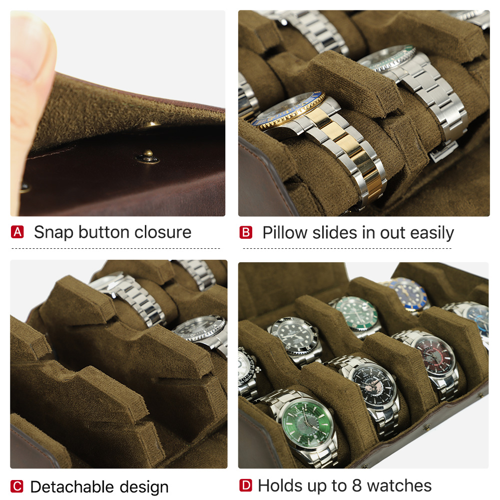CONTACT'S FAMILY 고급 천연 가죽 8 슬롯 - Luxury Watch Case Travel 리뷰 및 가격