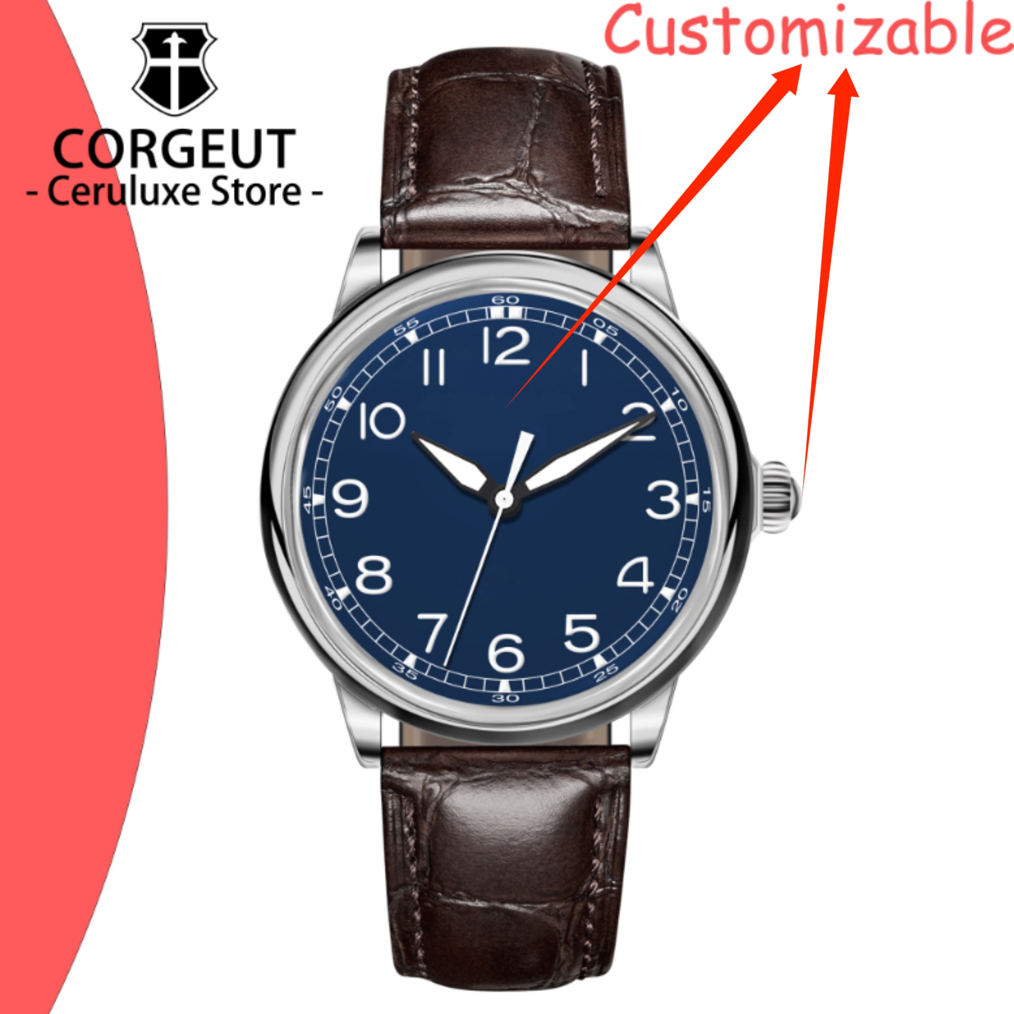커스텀 로고 41mm MIYOTA8215 오토매틱 기계 - Luxury Watch Leather 리뷰 및 가격