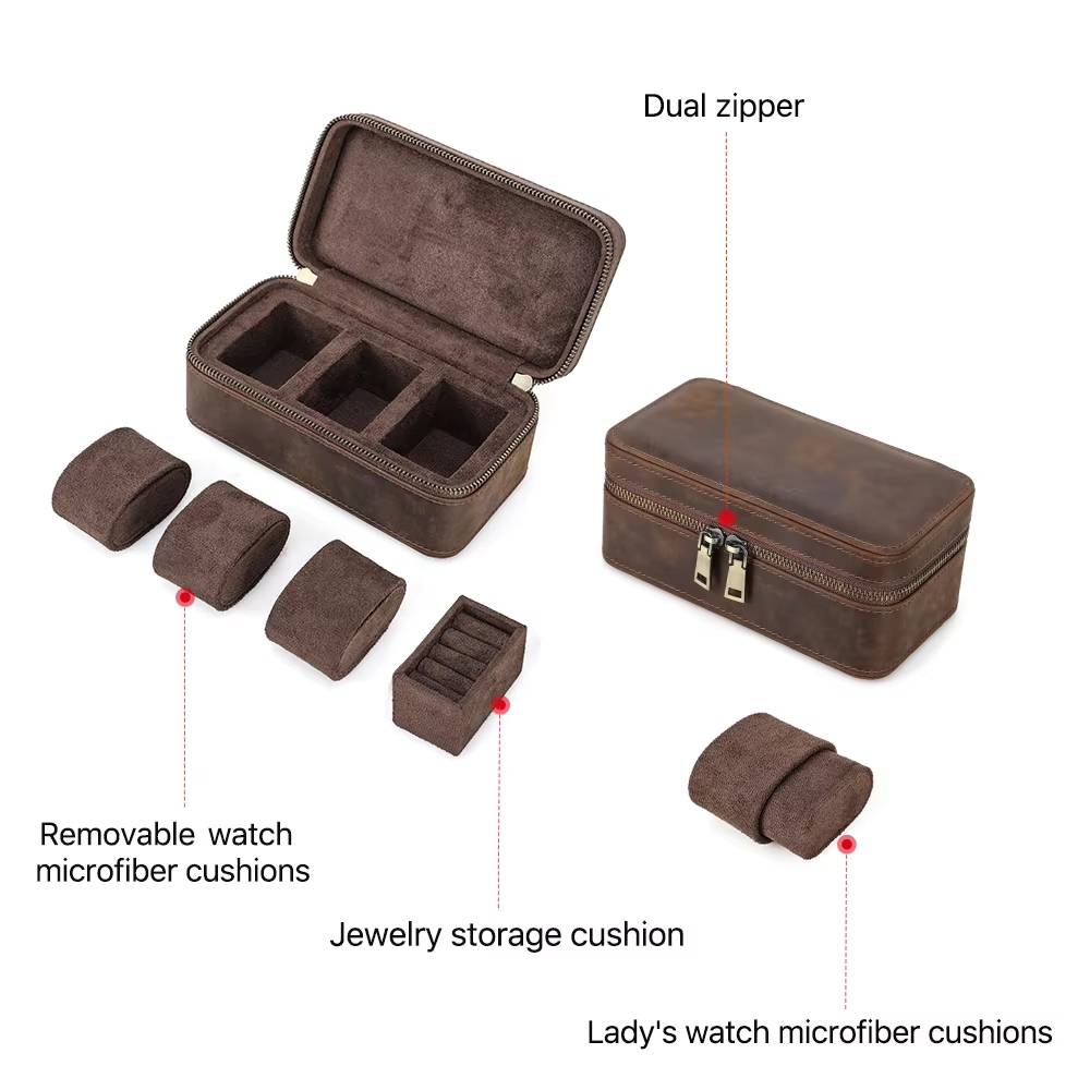 10/8/3/2 그리드 고급 천연 가죽 시계 케이스,  - Luxury Watch Case Travel 리뷰 및 가격
