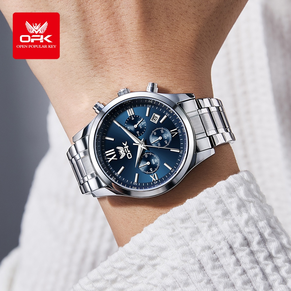 OPK 6052 남성용 시계 자동 날짜 스테인리스 밴드 - Luxury Watch Leather 리뷰 및 가격