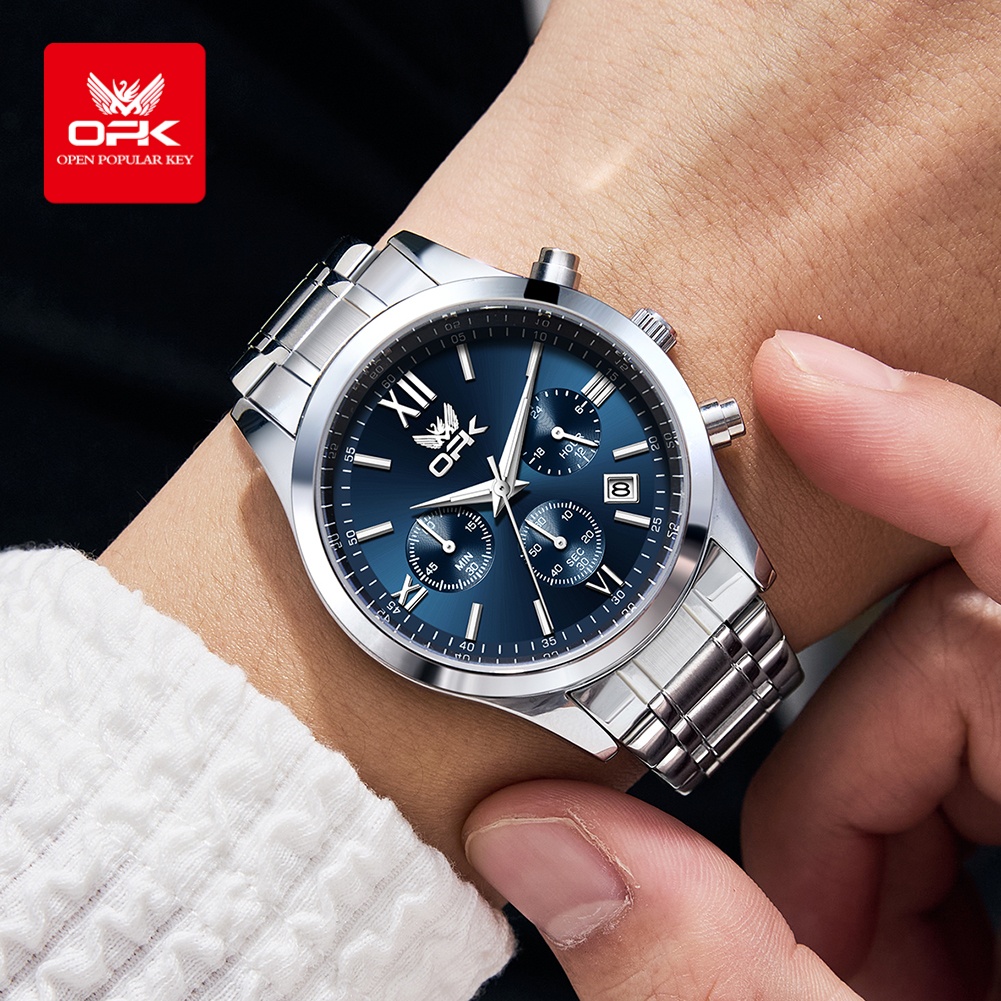 OPK 6052 남성용 시계 자동 날짜 스테인리스 밴드 - Luxury Watch Leather 리뷰 및 가격