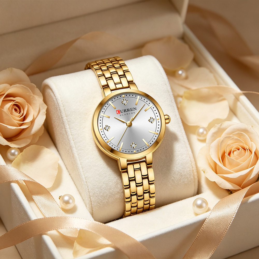 CURREN 여성용 미니멀리스트 얇은 손목시계, 반짝이 - Luxury Watch Apple 리뷰 및 가격