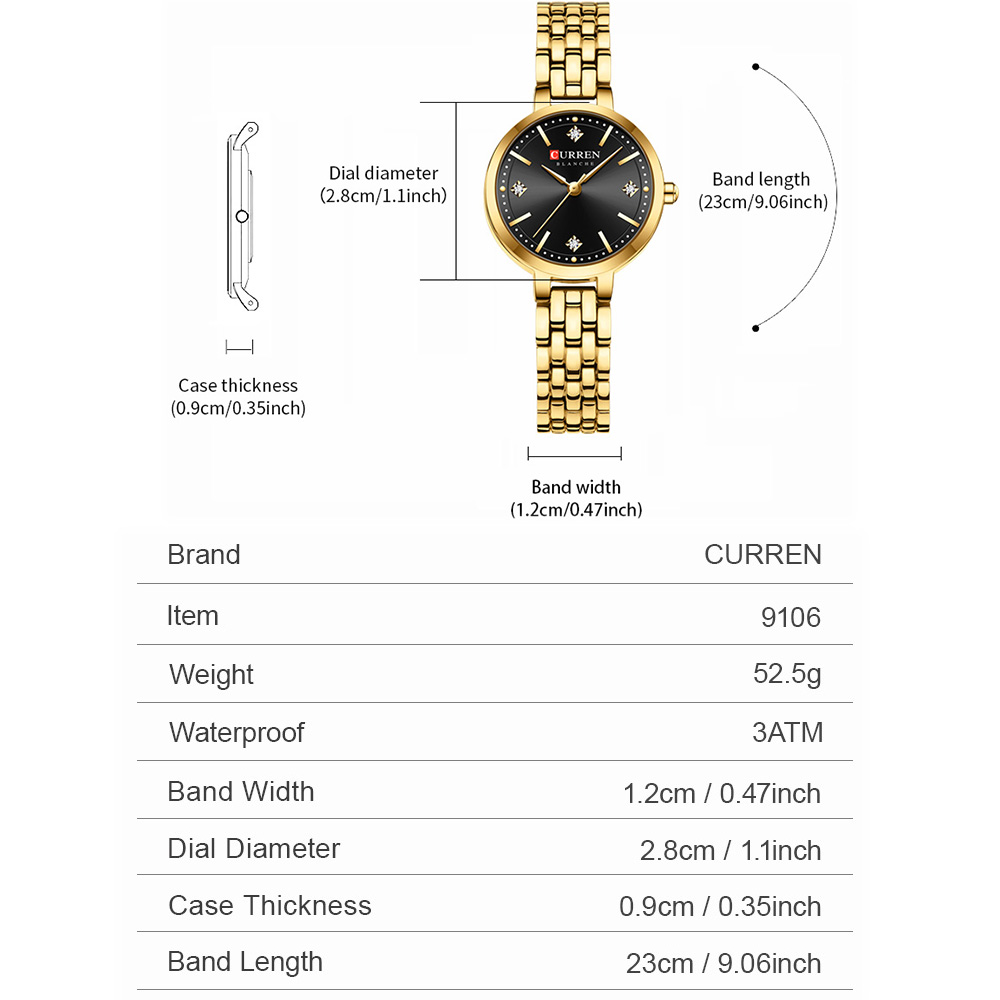 CURREN 여성용 미니멀리스트 얇은 손목시계, 반짝이 - Luxury Watch Apple 리뷰 및 가격