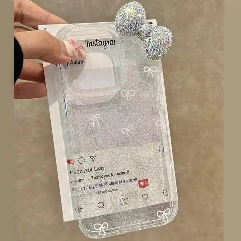 럭셔리 스파클링 파우더 3D 풀 다이아몬드 보우 폰 케 - Luxury Watch Case 리뷰 및 가격