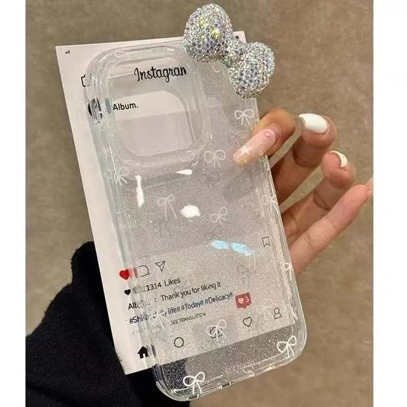 럭셔리 스파클링 파우더 3D 풀 다이아몬드 보우 폰 케 - Luxury Watch Case 리뷰 및 가격